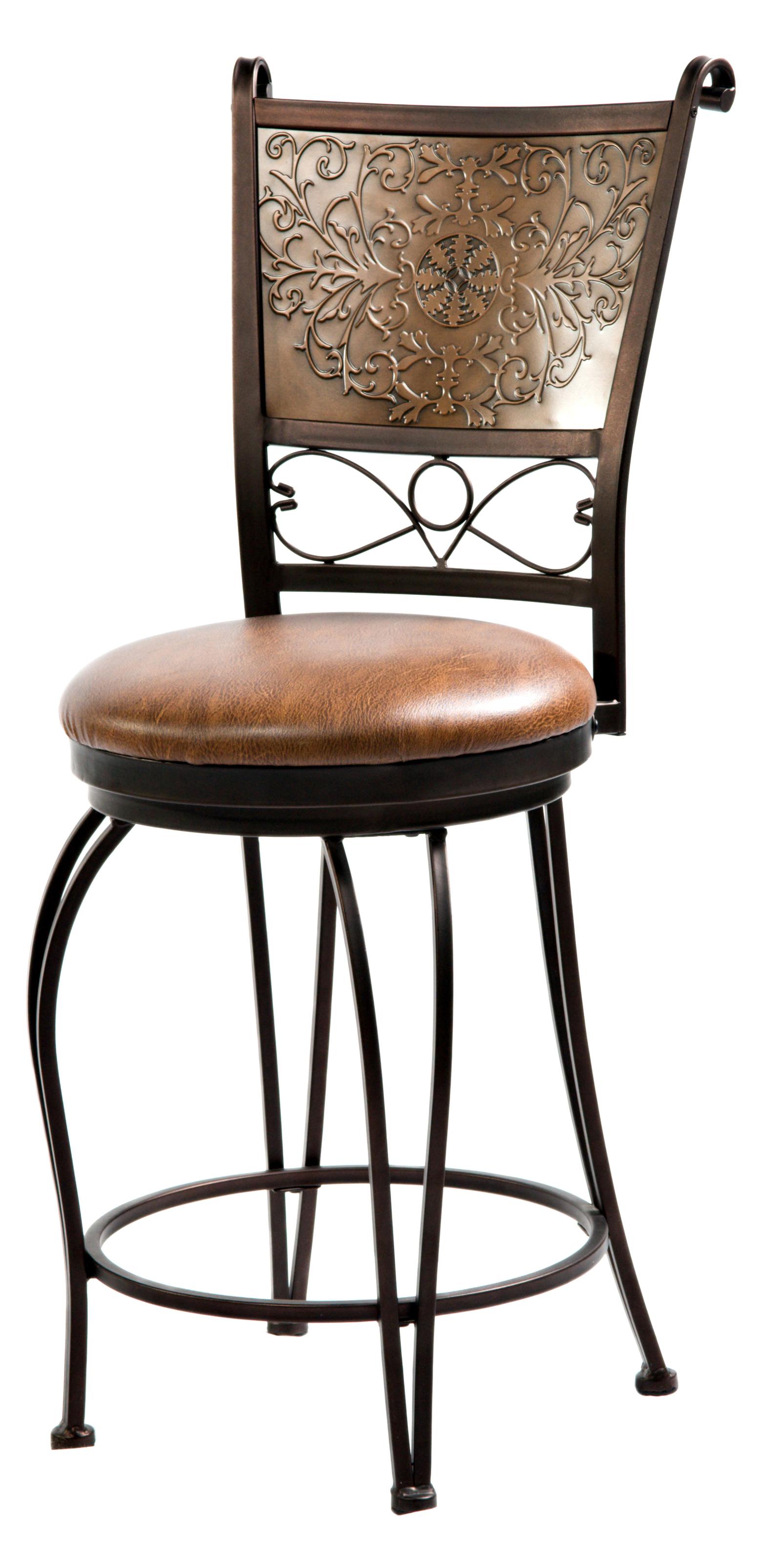 Powell Bar Stools P 222918 24 Inch Bronze with Muted Copper Stamped